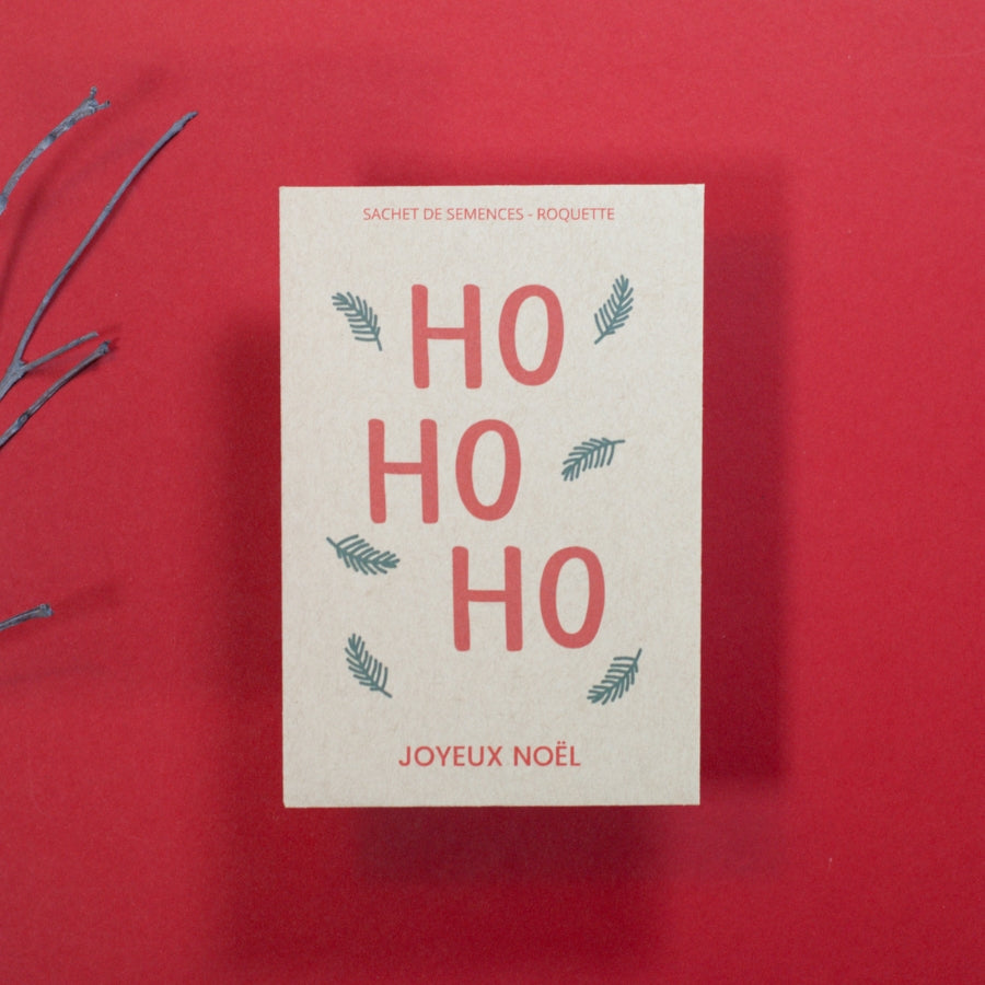 Sachet de semences illustré pour Noël Ho Ho Ho