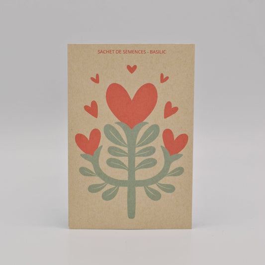 Sachet de semence illustré coeurs florissants