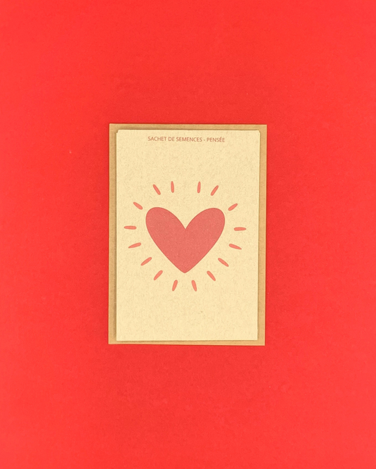 Sachet illustré de semences a offrir "Coeur rayonnant"