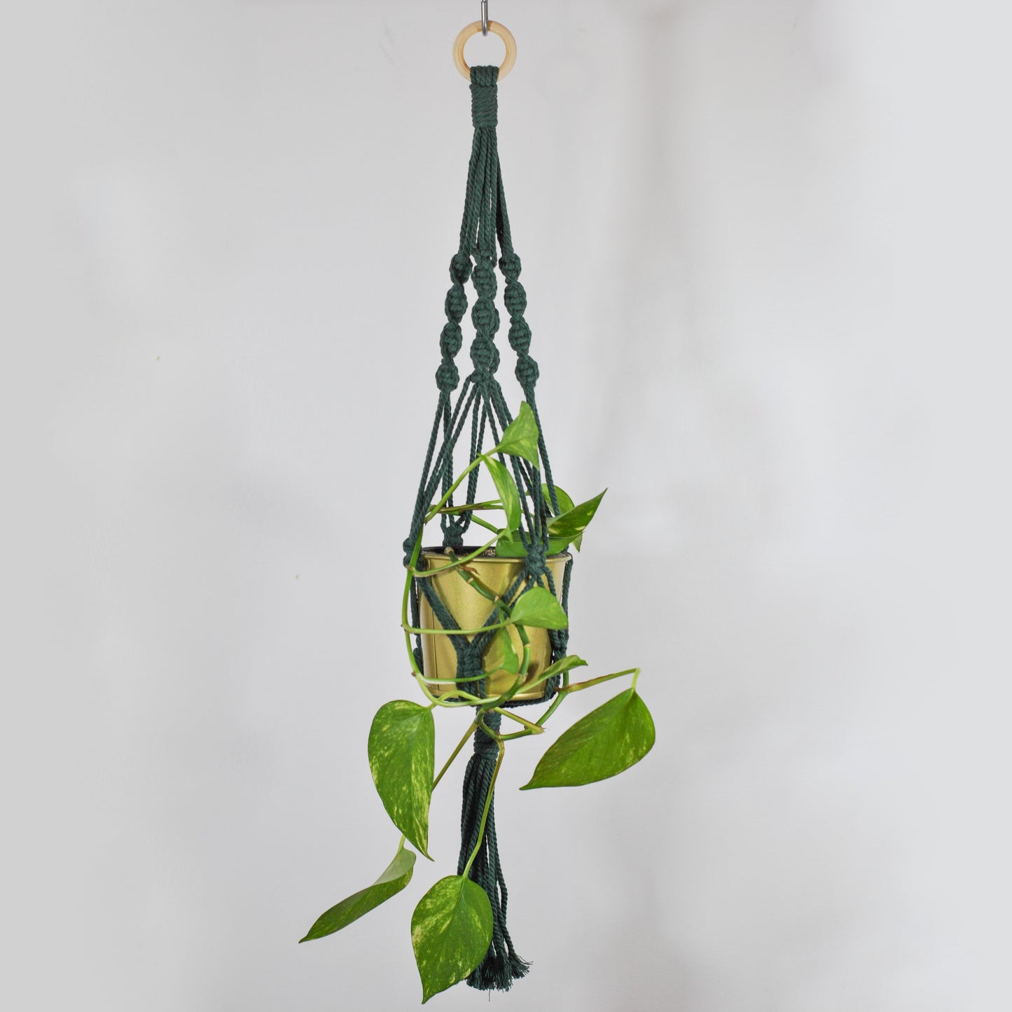 Suspension verte en macramé