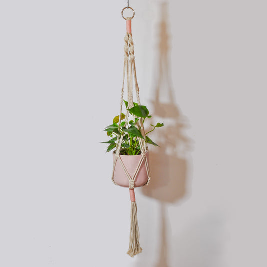 Macrame bicolore rose et beige